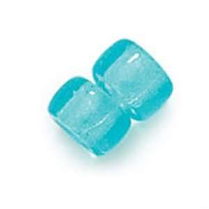  9mm Crystal Aqua Blue Lined Pony Glass Bead   Large Hole 