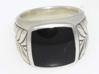   Chevron Collection 925 Sterling Silver 15mm Black Onyx Men Ring  