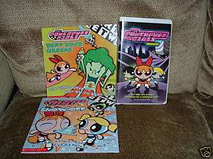 The Powerpuff Girls Movie VHS & Powerpuff books lot  
