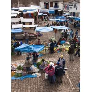Market in the Village of Pisac, the Sacred Valley, Peru, South America 