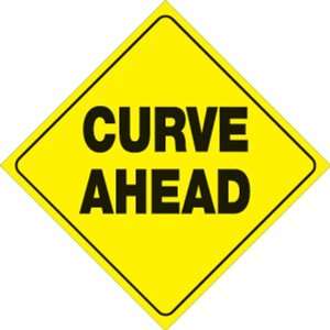  Yellow Plastic Reflective Sign 12   Curve Ahead 