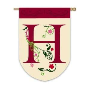  Floral Scroll Monogram Garden Flag H by Evergreen Patio 