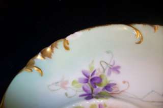 Antique Haviland Limoges Divided Purple Floral Dish WOW  
