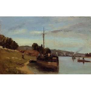   Pissarro   24 x 16 inches   Barges at Le Roche Guyon
