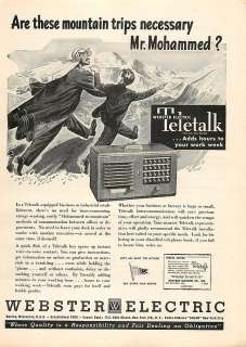 1945 Webster Electric Teletalk, Mohammed Mountain Ad  