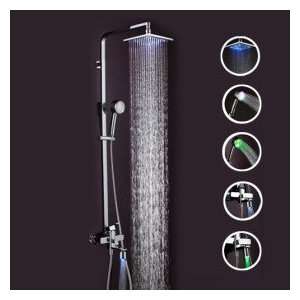  LED Contemporary Wall Mount Chrome Shower Faucet Set