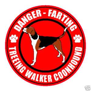 FARTING TREEING WALKER COONHOUND FART 5 DOG STICKER  