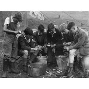 Boys Peeling Potatoes at a Harvest Camp at Great Easton 