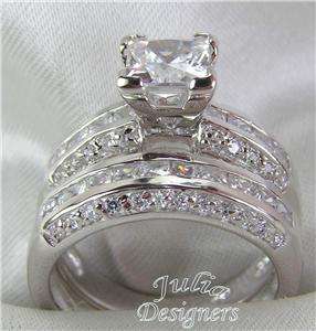 Platinum ep 2.53ct Princess Cut Wedding Ring Set  
