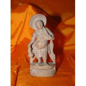  Vishnu Avatar Vamana Statue Holding Umbrella Carved Stone 