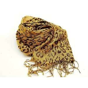  Leopard Viscose Rockabilly Scarf   Brown 