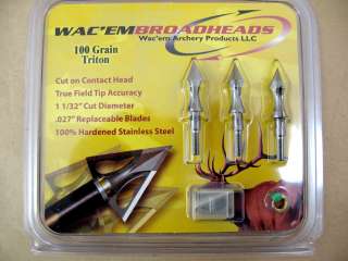 WACEM Broadhead Triton 3 Blade 100 Gr Arrow Tip New  