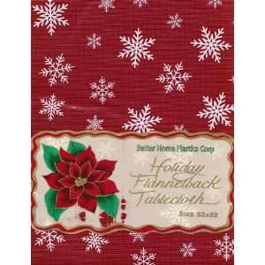 Vinyl Tablecloth with Flannel Back 52 X 52 Square Holiday Snowflakes 