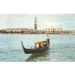  1930s Vintage Postcard Gondola Scene Venice Italy 