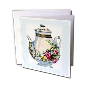 Florene Vintage   Victorian Floral Teapot   Greeting Cards 12 Greeting 