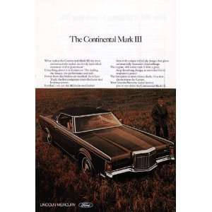  Lincoln Continental Mark III Vintage Ad   1960s (Ford 