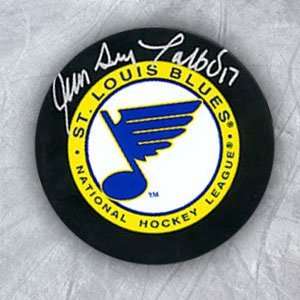  JEAN GUY TALBOT St Louis Blues SIGNED Hockey PUCK Sports 