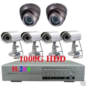  cctv h.264 network dvr 1tb 6 ccd camera security system remote view 