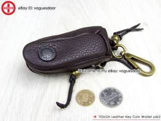 New Rare Tough Mens Womens Durable Brown Genuine Leather coin wallet 