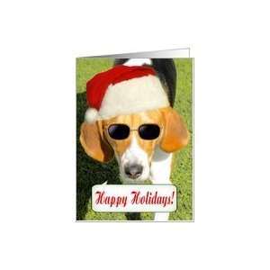 Christmas Humor Santa Dog w/Santa hat & Sunglasses Card