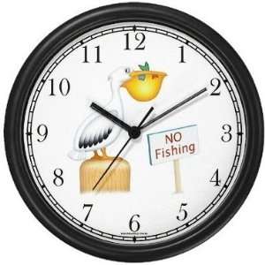 Pelican Cartoon   JP Animal Wall Clock by WatchBuddy Timepieces (Slate 