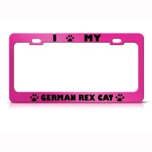 German Rex Cat Pink Animal Metal license plate frame Tag Holder