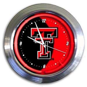Texas Tech Red Raiders College 14 Chrome Neon Clock (NEW)