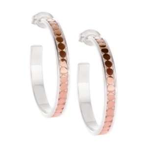 Anna Beck Bali 18k Rose Gold Plated Classic Hoop Earrings w/ Silver