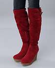 79 NEW Alaina Wedge Red Velvet Knee High Boots 5.5 M