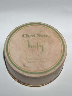 ANTIQUE CHAT NOIR LADY FRENCH PERFUME ROSE POWDER w/BOX  