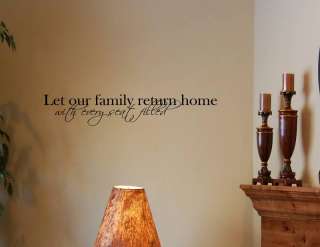 LET OUR FAMILY RETURN Vinyl wall lettering sayings home decor quotes 