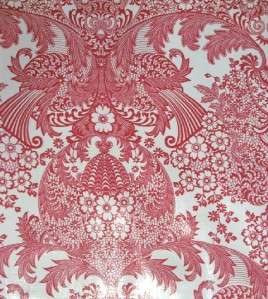 RED PARADISE LACE VINTAGE STYLE OILCLOTH VINYL FABRIC  