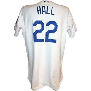  Toby Hall #22 2007 Dodgers Game Issued Home White Jersey 