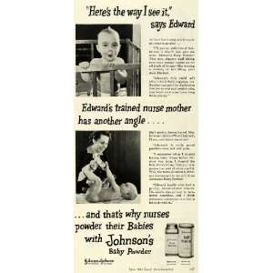  1943 Ad Baby Powder Diaper Mother Johnson Nurse Care 