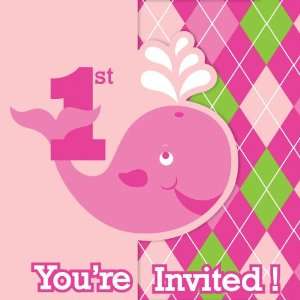   Converting Ocean Preppy Girl 1st Birthday Invitations 