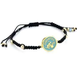 Blee Inara Aquarius Aqua Enamel Horoscope Adjustable Macramé Bracelet