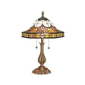   Tiffany TT60286 Belmont Table Lamp, Antique Brass and Art Glass Shade