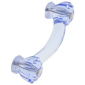  Fluted Light Blue Glass Bridge Drawer Pull With Nickel 