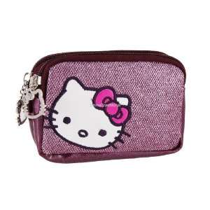  Cute Hello Kitty Pattern Dual Zippered Microfiber Wallet 