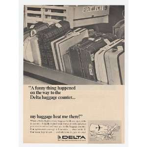  1966 Delta Airlines Baggage Arrives Fast Print Ad (20268 