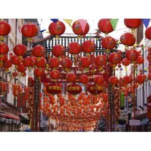 Chinese New Year Lanterns in Chinatown, Gerrard Street, Soho, London 