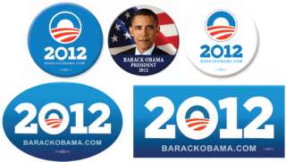 BARACK OBAMA 2012 PRESIDENT BUTTONS & BUMPER STICKERS  