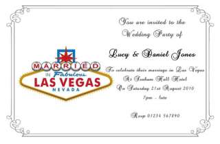 10 Personalised Las Vegas Wedding Party Invitations  