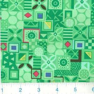   Geometric Shapes Green Fabric By The Yard Arts, Crafts & Sewing