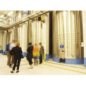  Visitors in Blending Hall with Stainless Steel Wine Vats 