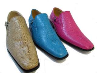 Mens Leather Alligator Print Dress Shoes 3 colors  