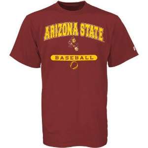 NCAA Russell Arizona State Sun Devils Maroon Baseball T shirt  