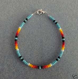 Blue Turquoise Beaded Bracelet Native American All Size  