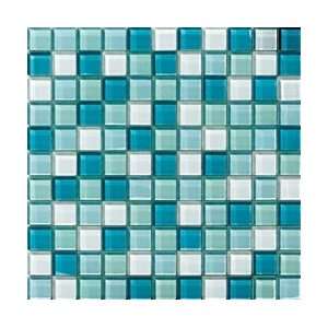   Sample   G38 Aqua Blue Blend Glass Mosaic Tile Sample 