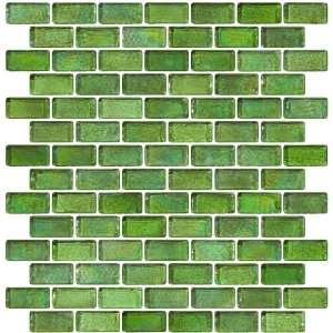 Susan Jablon   3/4 x 1 1/2 Inch Green Iridescent Glass Subway Tile